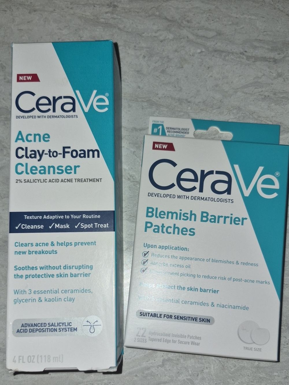 Cerave Clay-to-Foam Cleanser with Blemish Barrier Patches